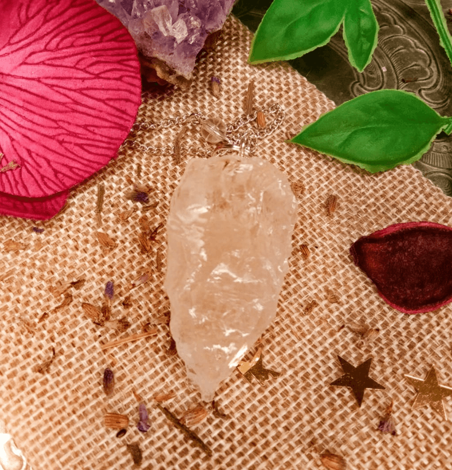 Raw Clear Quartz Crystal Pendulum - Spirit and Stardust