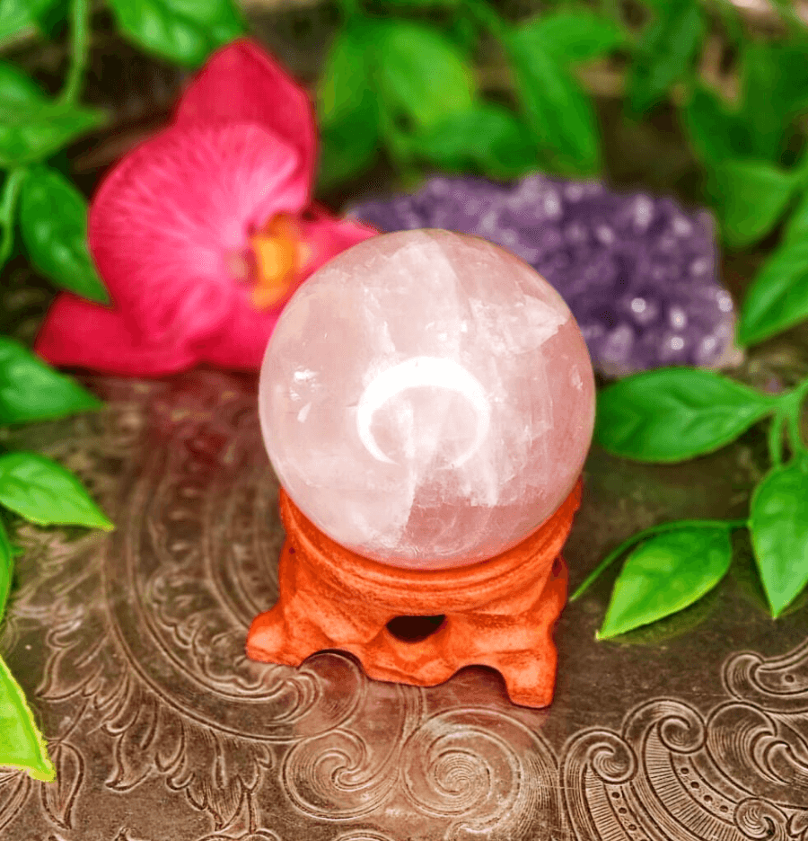 Rose Quartz Crystal Sphere - Spirit and Stardust