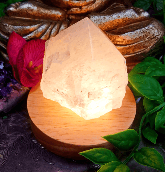 Rough Raw Rose Quartz Point Lamp - Spirit and Stardust