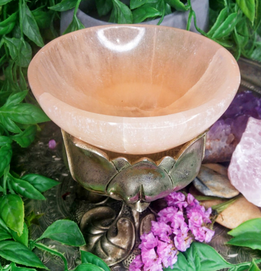 Beautifully Carved and Polished Orange Selenite Bowl
