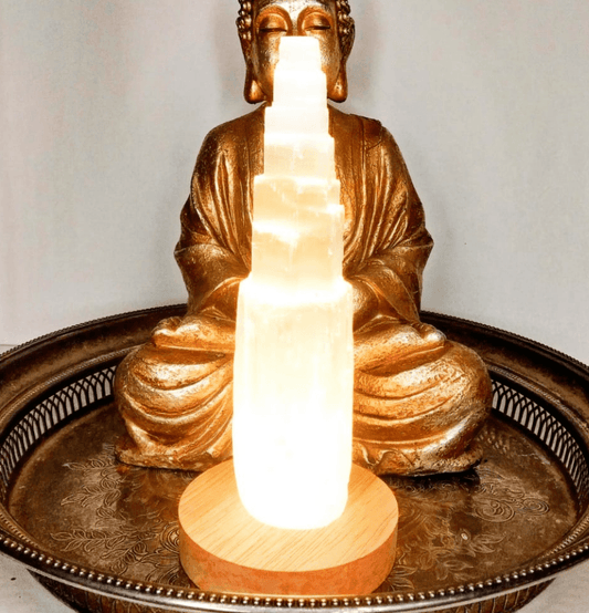 White Selenite Tower Lamp - Spirit and Stardust