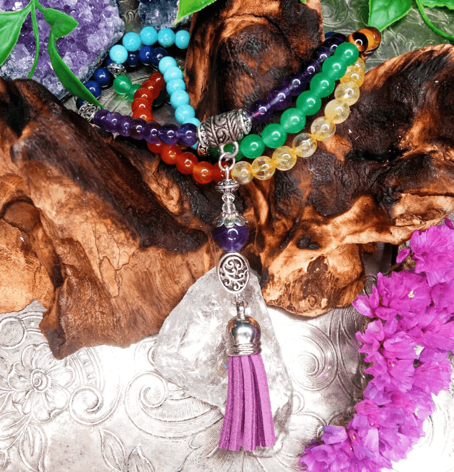 Seven Chakra Crystal Mala Bead Necklace - Spirit and Stardust