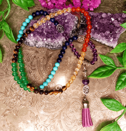 Seven Chakra Crystal Mala Bead Necklace - Spirit and Stardust