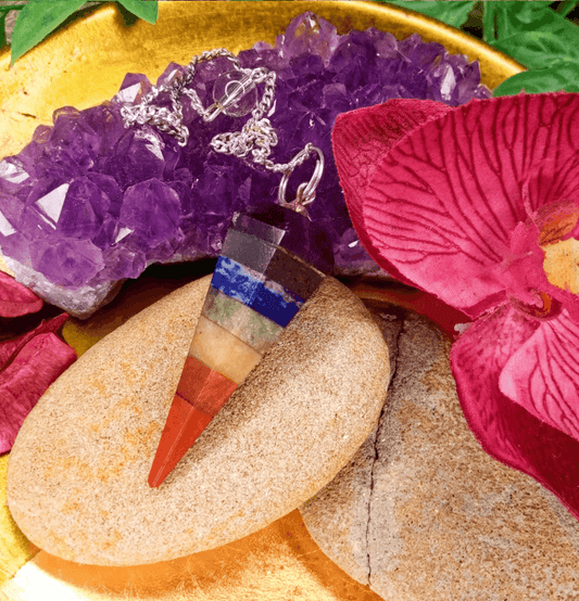Seven Chakra Crystal Hexagon Pendulum - Spirit and Stardust