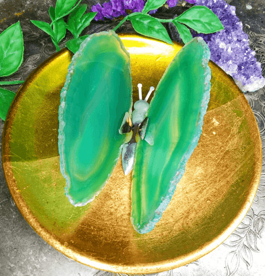 Agate Slice Butterfly (Teal) - Spirit and Stardust
