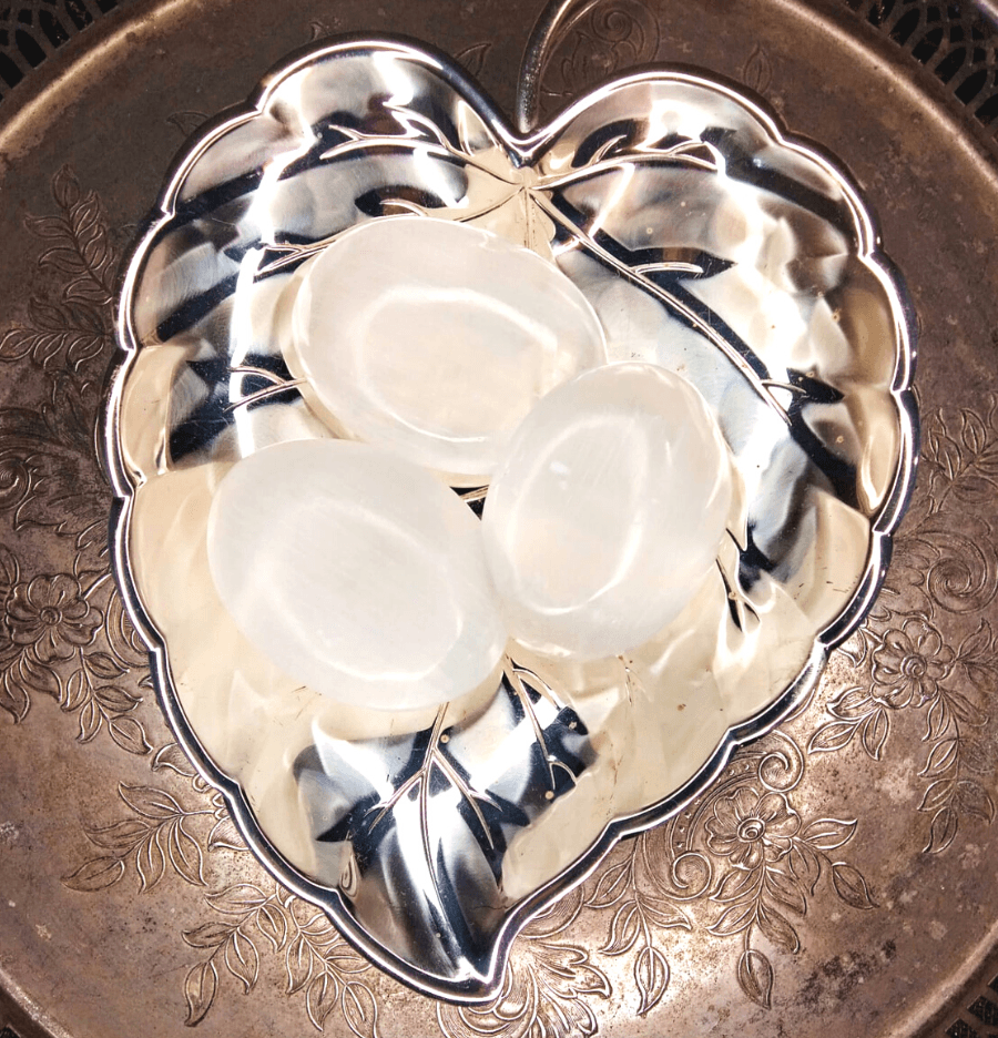 White Selenite Palm Stone For Recharging - Spirit and Stardust
