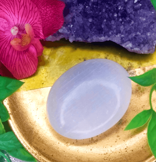White Selenite Palm Stone For Recharging - Spirit and Stardust