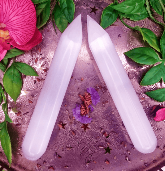 Large Polished White Selenite Crystal Pencil Wand - Spirit and Stardust