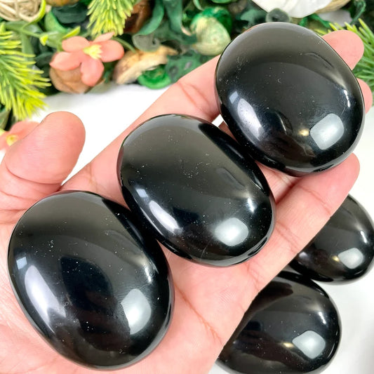 Black Obsidian Palm Stone For Insight - Spirit and Stardust