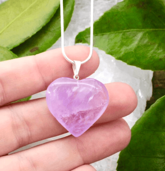 Amethyst Crystal Heart Pendant - Spirit and Stardust