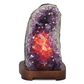 Amethyst Cluster Lamp on Wooden Base