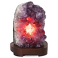 Amethyst Cluster Lamp on Wooden Base