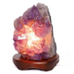 Amethyst Cluster Lamp on Wooden Base