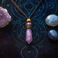 Amethyst Point Leather Wrapped Necklace