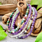 Amethyst, Lepidolite, Quartz, Rainbow Jasper, and Fluorite Bracelet Set for Sacred Balance (4mm)
