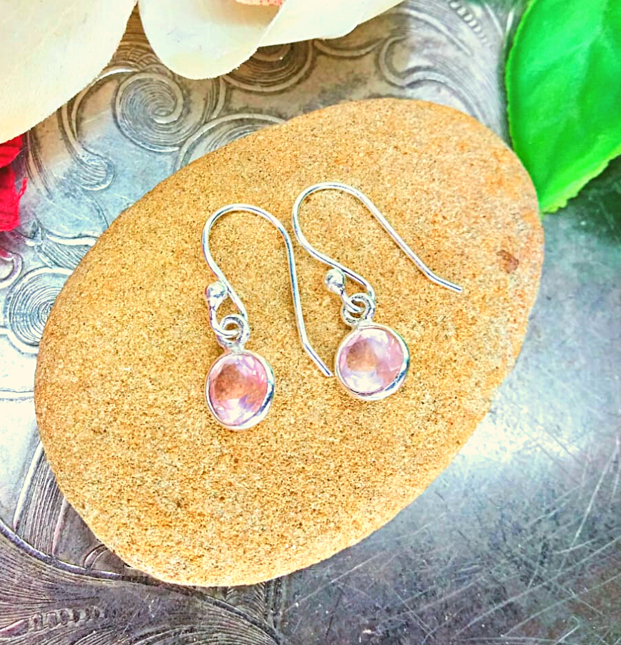 Rose Quartz Sterling Silver Drop Earrings