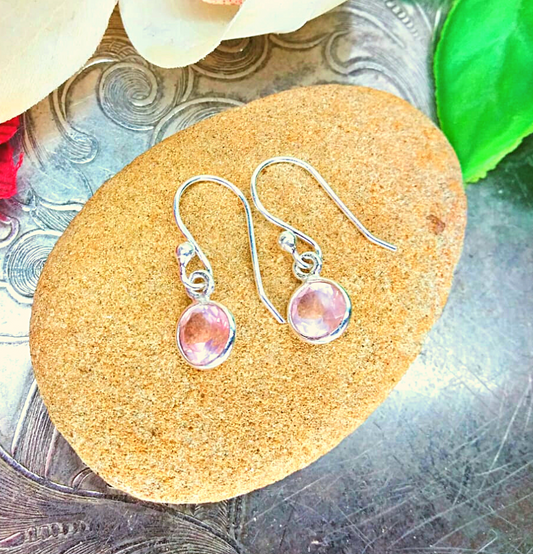 Rose Quartz Sterling Silver Drop Earrings