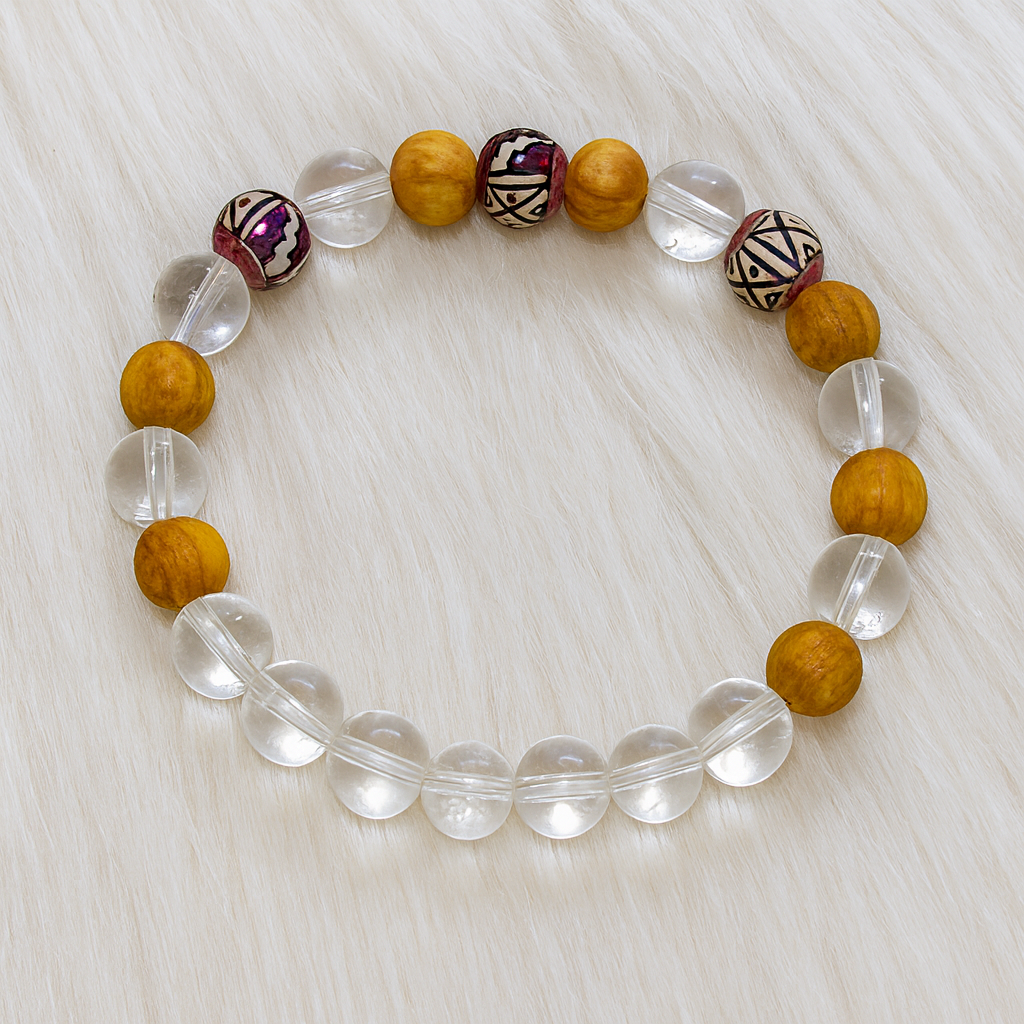 Palo Santo and Clear Quartz Crystal Bracelet (8mm)