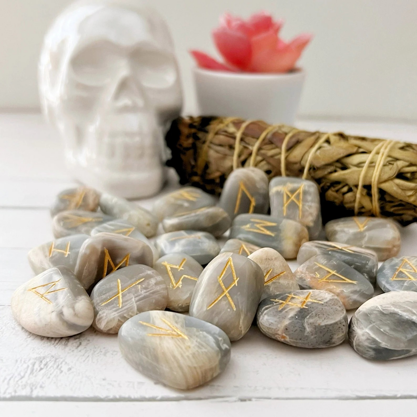 Black Moonstone Crystal Runes