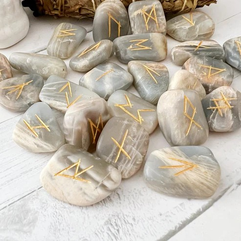 Black Moonstone Crystal Runes