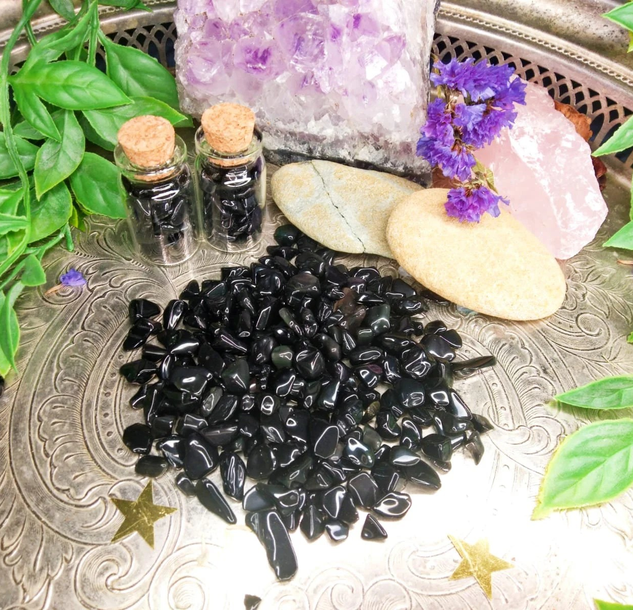 Black Obsidian Crystal Chips - 200 Grams (A Grade)