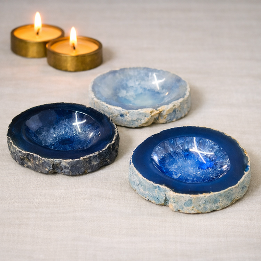 Blue Agate Polished Bowl