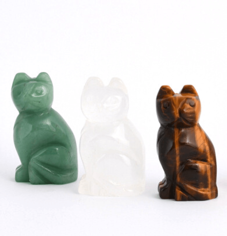 Carved Crystal Cats - Spirit and Stardust