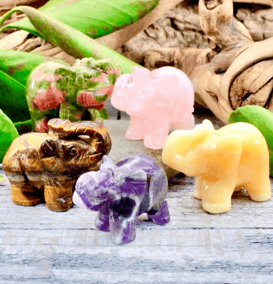 Carved Crystal Elephants - Spirit and Stardust