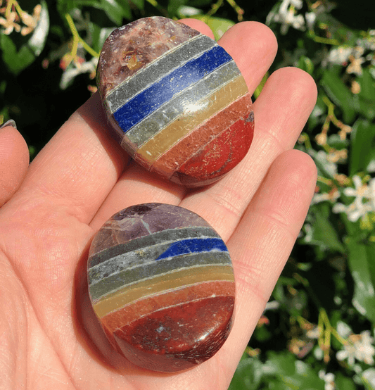 Seven Chakra Bonded Palm Stone For Chakra Balancing - Spirit and Stardust