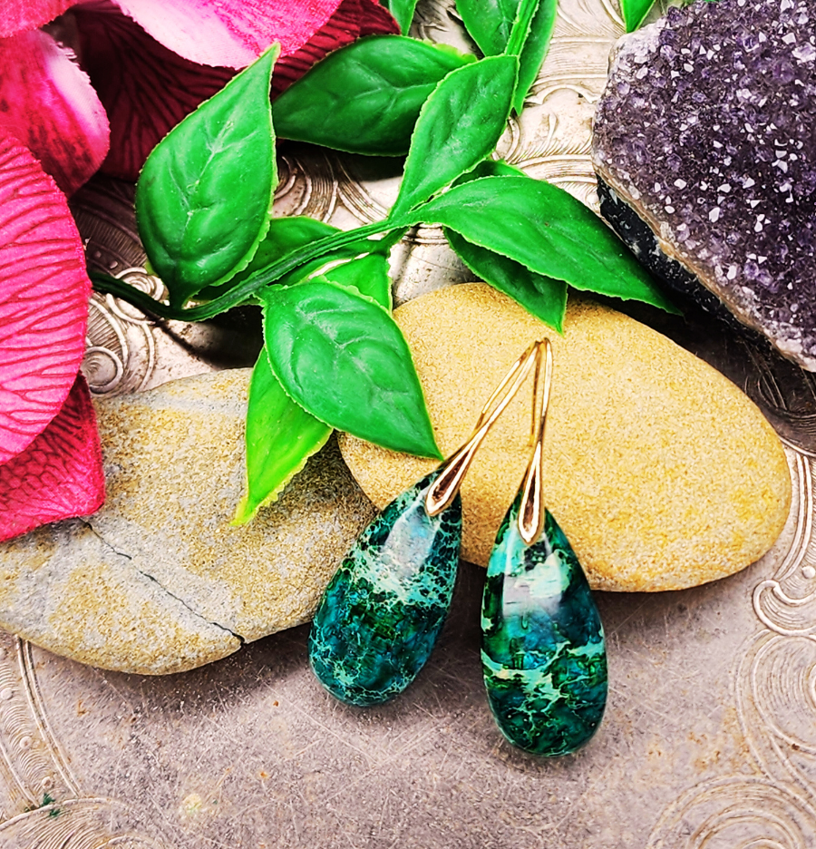 Chrysocolla & Copper Earrings