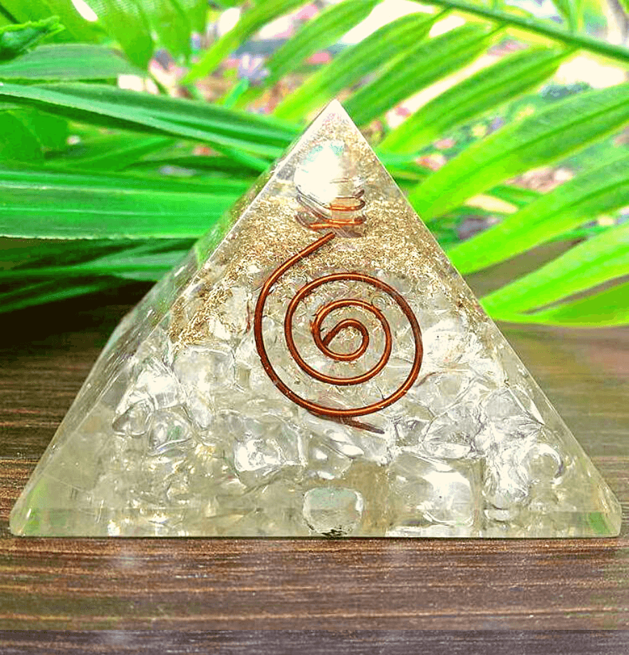 Clear Quartz Orgonite Pyramid (Spiral) - Spirit and Stardust