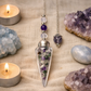 Fluorite Chips Glass Teardrop Pendulum