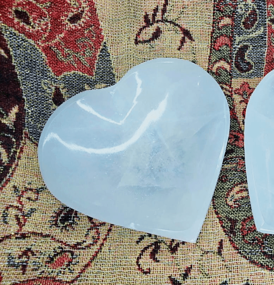 Beautifully Carved and Polished White Selenite Heart Shaped Bowl - Spirit and Stardust