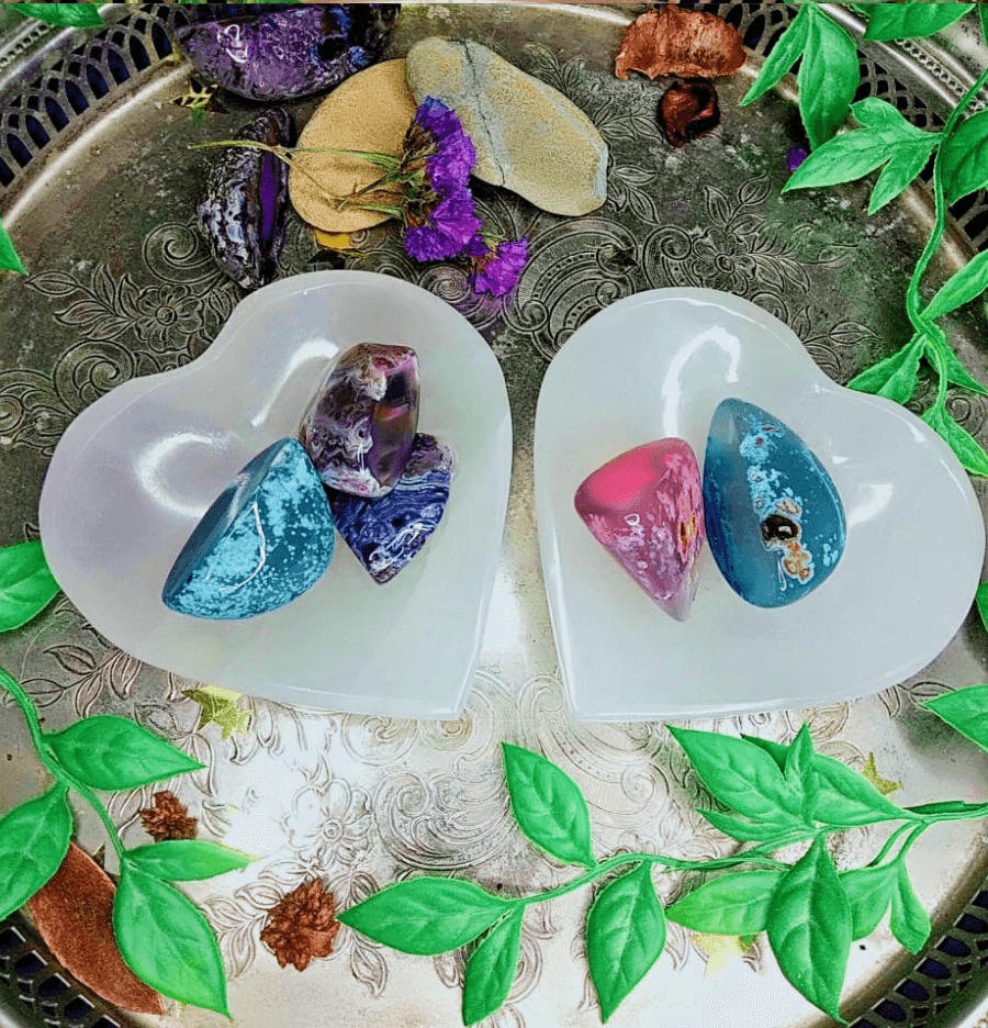 Beautifully Carved and Polished White Selenite Heart Shaped Bowl - Spirit and Stardust