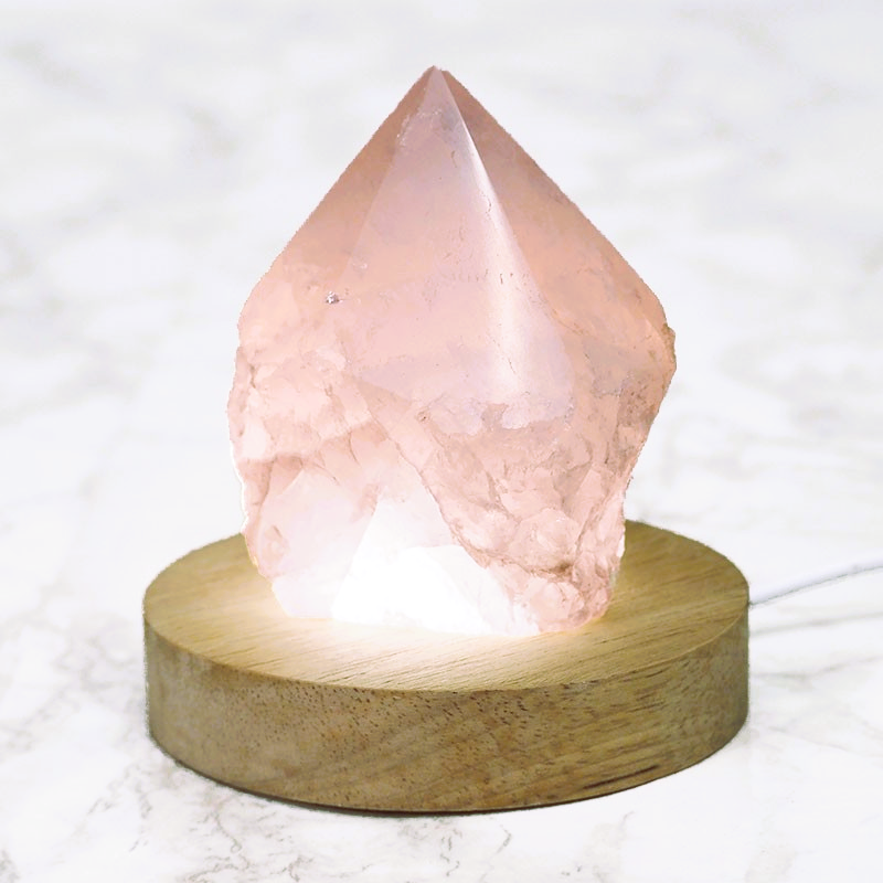 Rough Raw Rose Quartz Point Lamp
