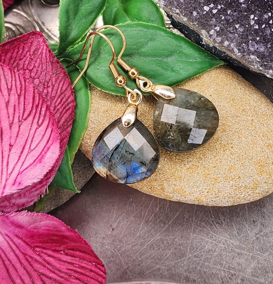 Labradorite Copper Teardrop Earrings