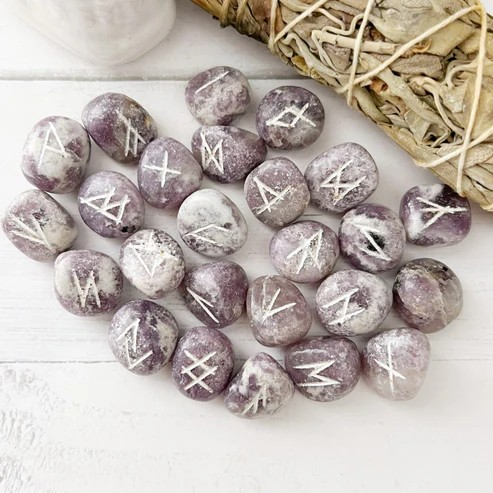 Lepidolite Crystal Runes