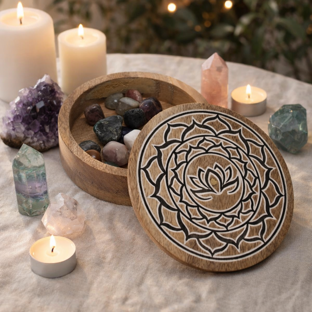 Lotus Wooden Grid Box