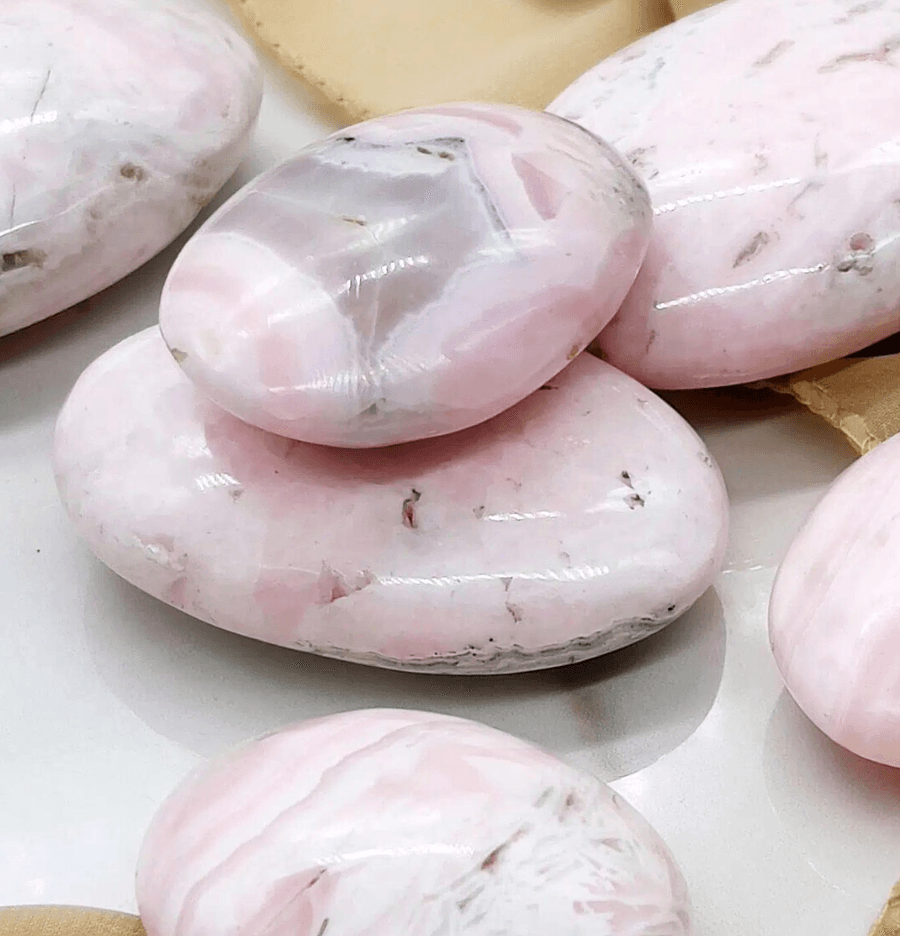 Mangano (Pink Calcite) Palm Stone For Emotional Trauma - Spirit and Stardust