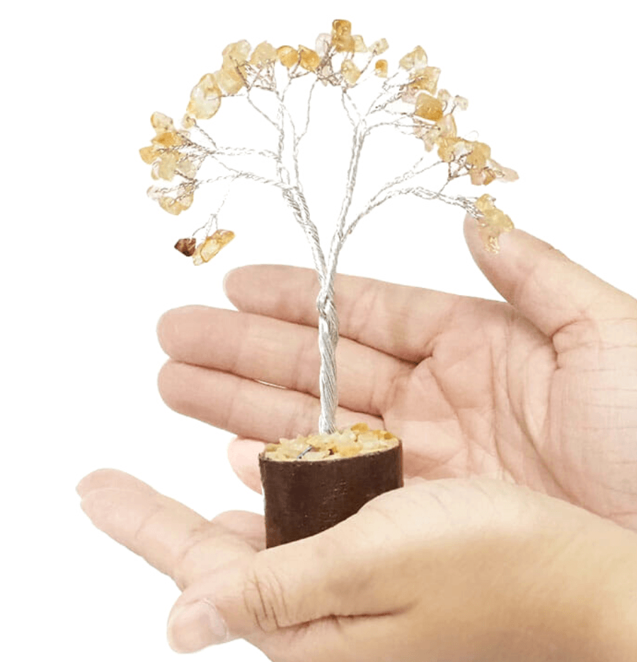 Citrine Mini Gemstone Tree With Timber Base - Spirit and Stardust