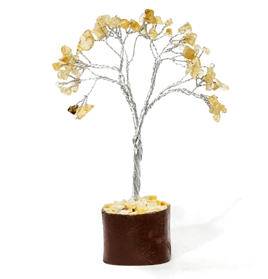 Citrine Mini Gemstone Tree With Timber Base - Spirit and Stardust