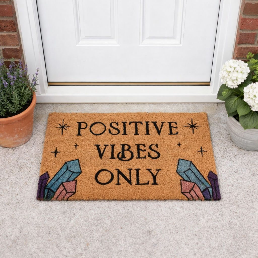 Positive Vibes Only Crystal Doormat