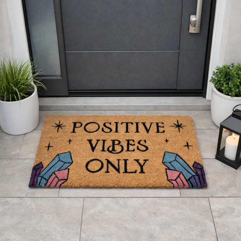 Positive Vibes Only Crystal Doormat
