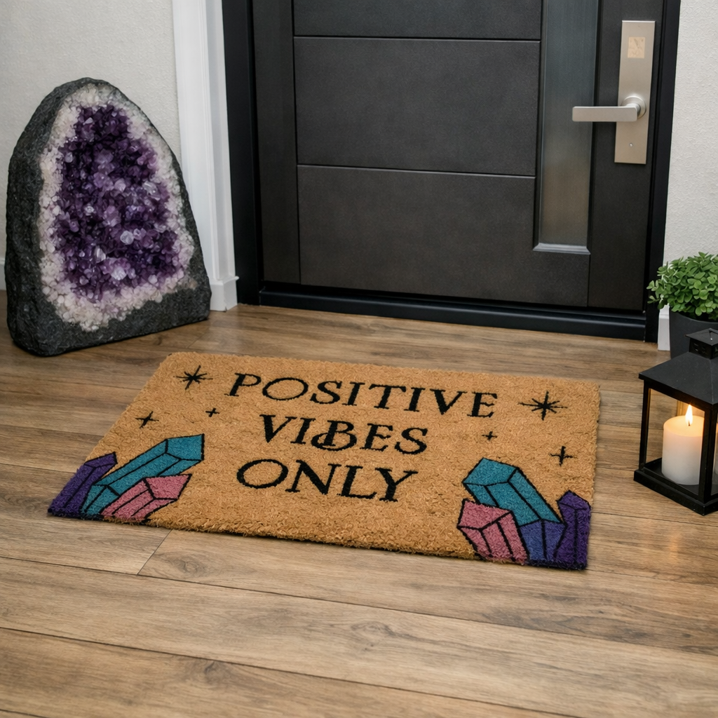 Positive Vibes Only Crystal Doormat