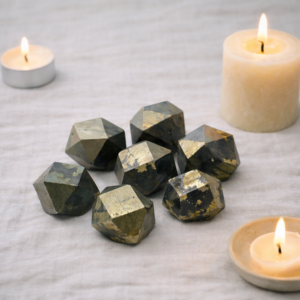 Pyrite with Black Magnetite Octagon 