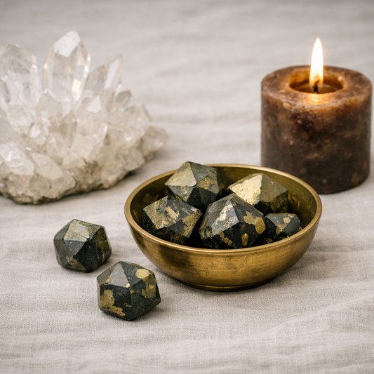 Pyrite with Black Magnetite Octagon 