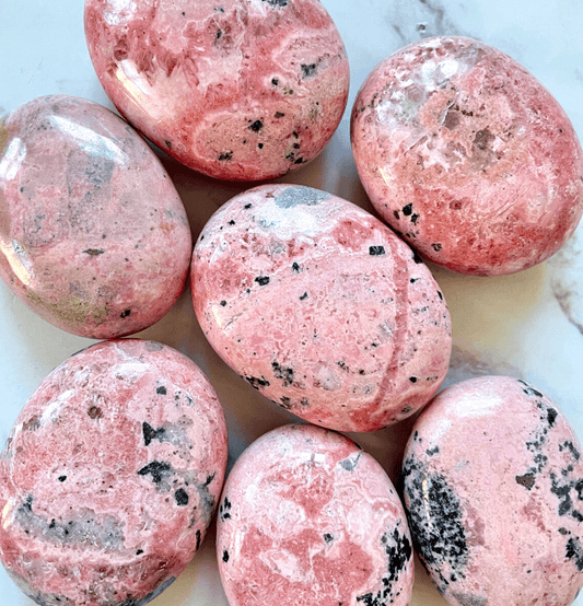 Rhodonite Palm Stone For Emotional Healing - Spirit and Stardust