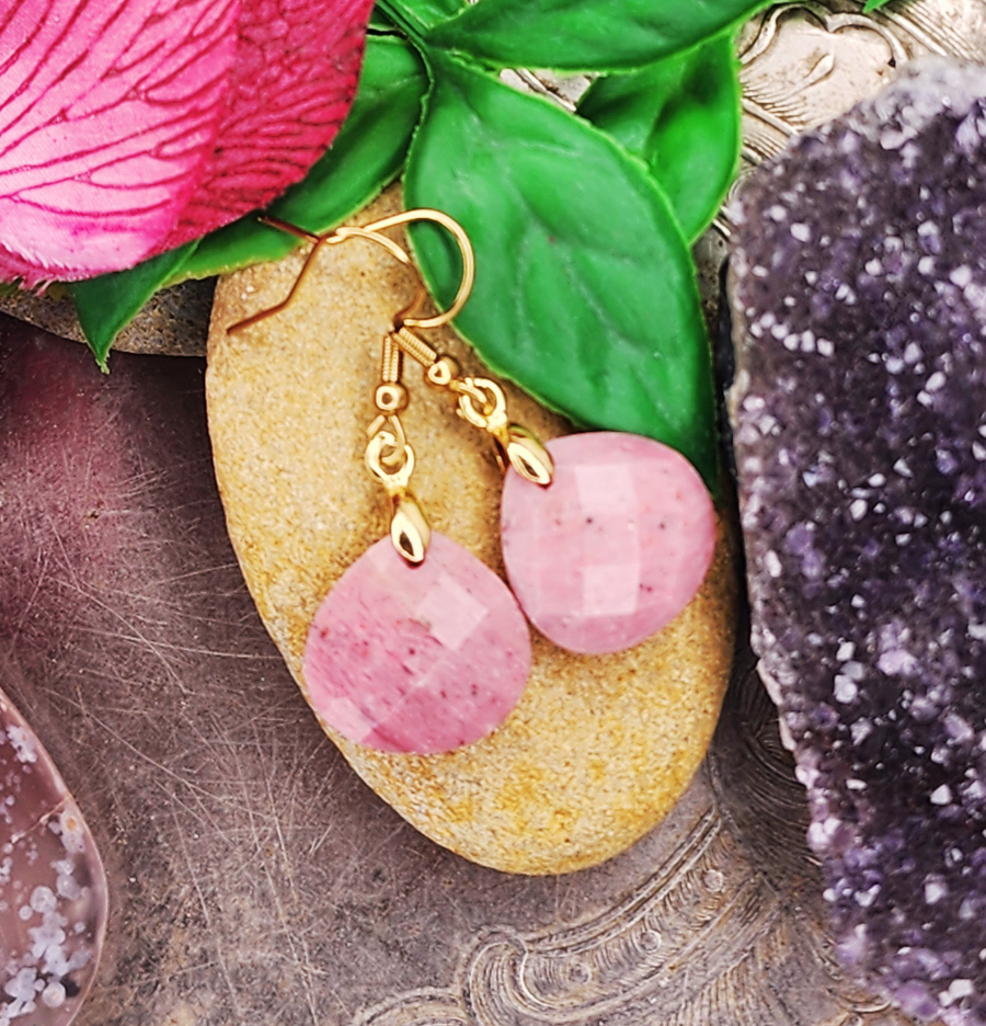 Rhodonite Copper Teardrop Earrings
