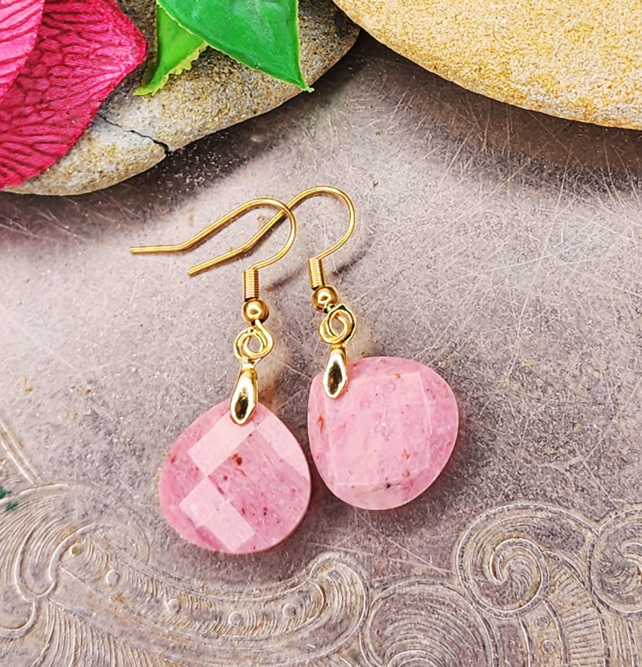 Rhodonite Copper Teardrop Earrings