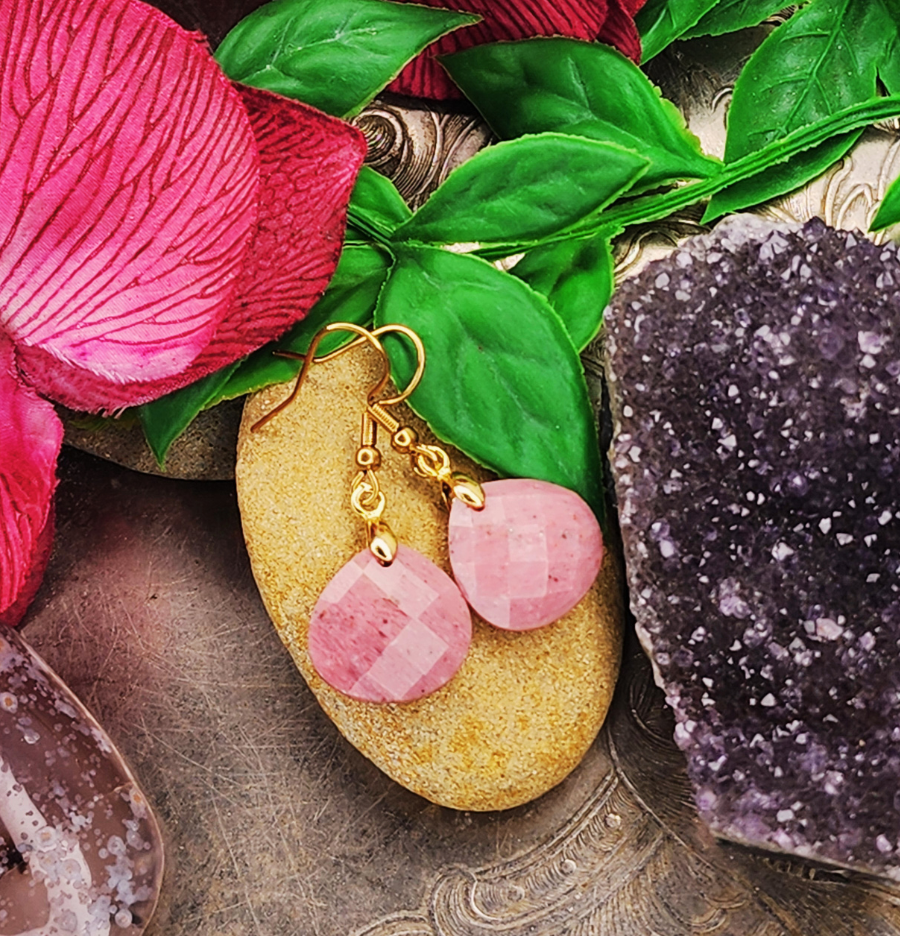 Rhodonite Copper Teardrop Earrings